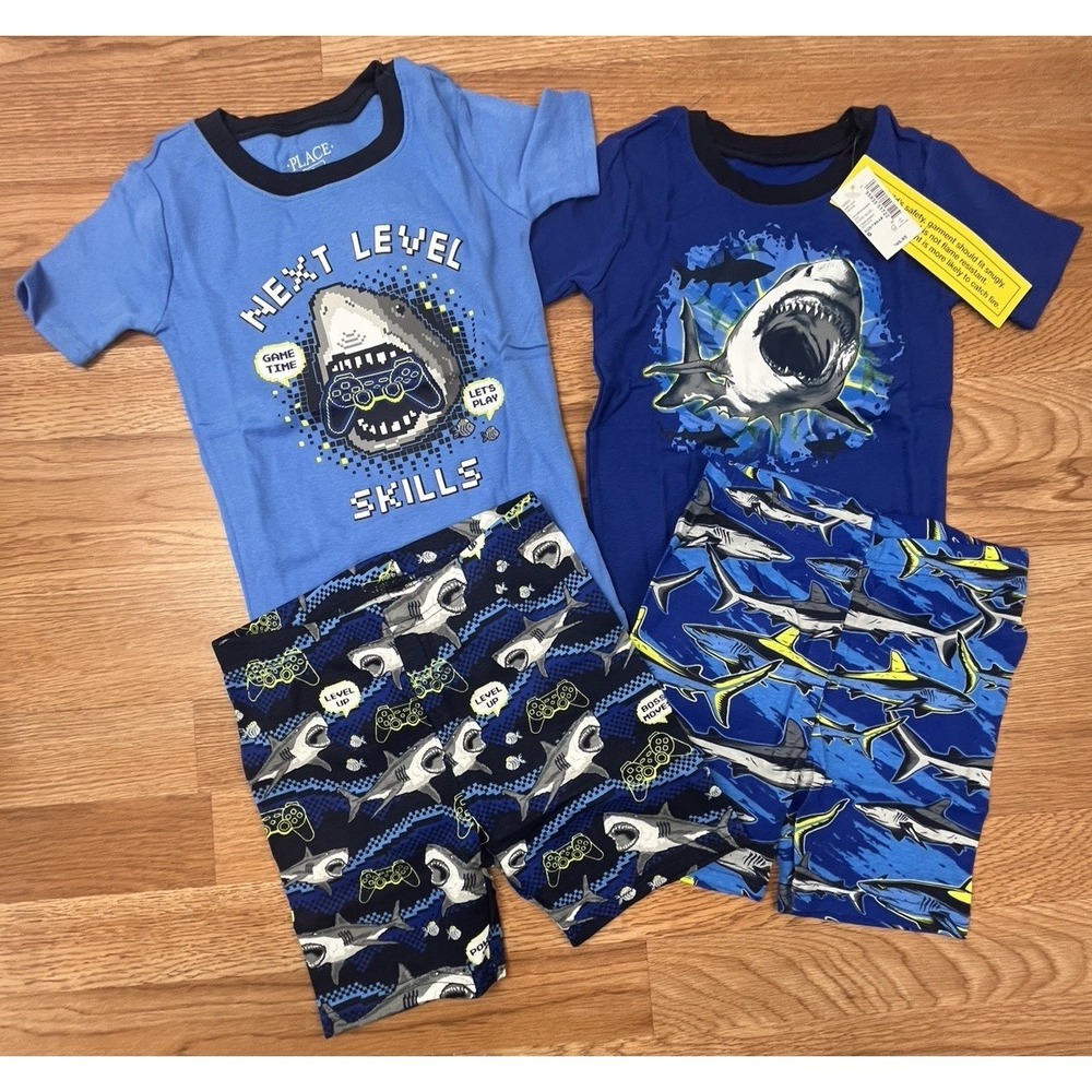 The Children's Place Boys Shark Pajamas, Set of 2 Pairs Size 6 Shorts NEW